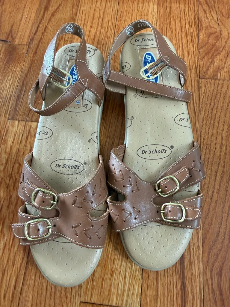 Dr. Scholl's Brown Leather Double-Buckle Sandals Sas Style Nwot